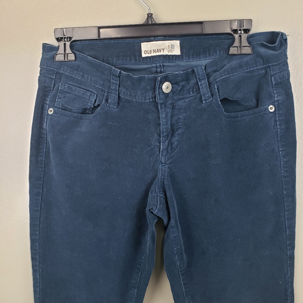Old Navy Womens Rockstar Corduroy Teal Pants Size 10 Long Skinny 2012 - Picture 2 of 10